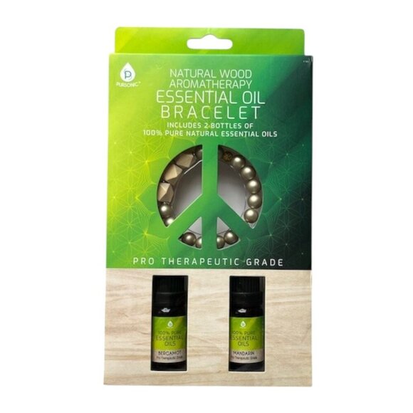 Pursonic Aromatherapy Natural Wooden Bracelet Mandarin & Bergamot Essential Oil - Picture 2 of 11